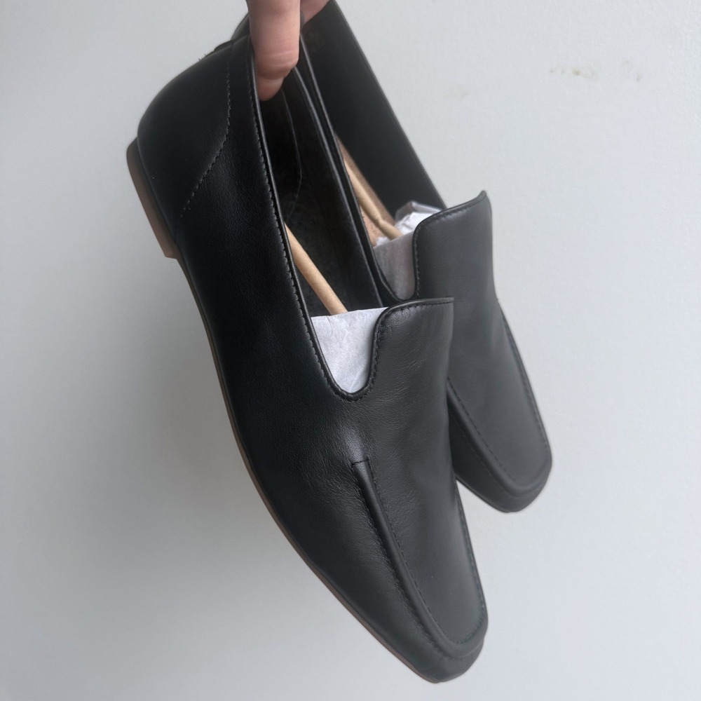 Kelsi Dagger Brooklyn Finley Leather Loafers Square Toe Flats Black 10 NEW